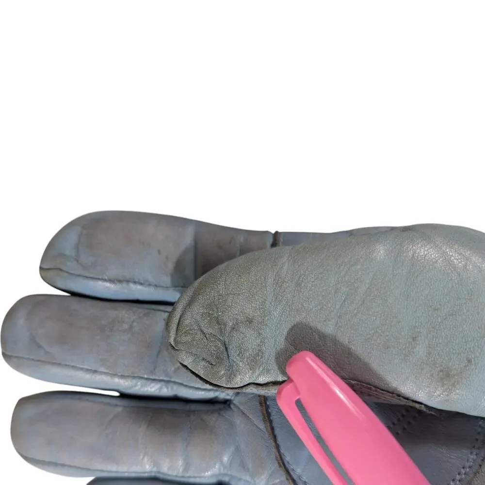 Womens Small Light Blue Soft Leather Sherpa Lined Gloves Vtg Teal Conroy Ski